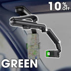 Arenzza rotatable and retractable car phone holder mounted on a car dashboard, holding a smartphone securely.