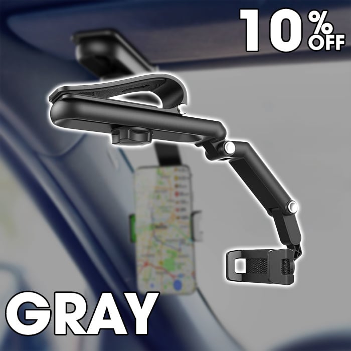 Arenzza rotatable and retractable car phone holder mounted on a vehicle dashboard showing adjustable grip for smartphones.
