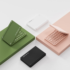 Arenzza Mini Foldable Bluetooth Keyboard in black, showing compact design and keys, perfect for portable electronics and accessories.