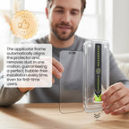 Arenzza dust-removal tempered glass screen protector kit for electronics, showing cleaning tools and installation accessories.