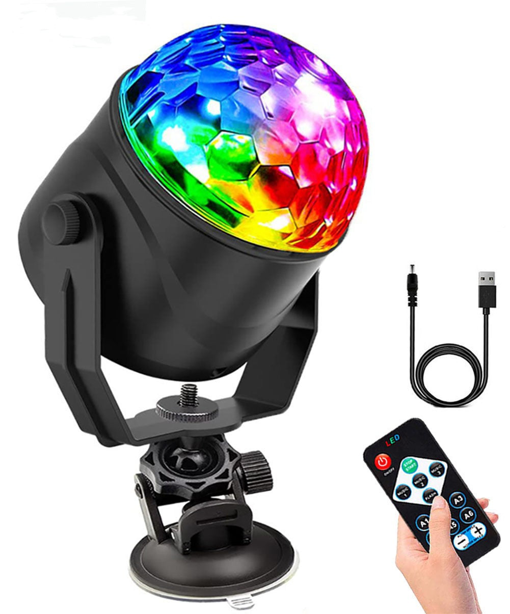 Colorful Arenzza rotating disco ball light with reflective surface and built-in lights, perfect for festive electronic decor.