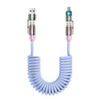 Arenzza 240W 4-in-1 retractable coiled charging cable with multiple connectors for electronic devices and accessories.