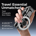 Arenzza 4-in-1 multifunctional magnetic selfie stick with 360° rotation, ideal for smartphones and cameras, black color.