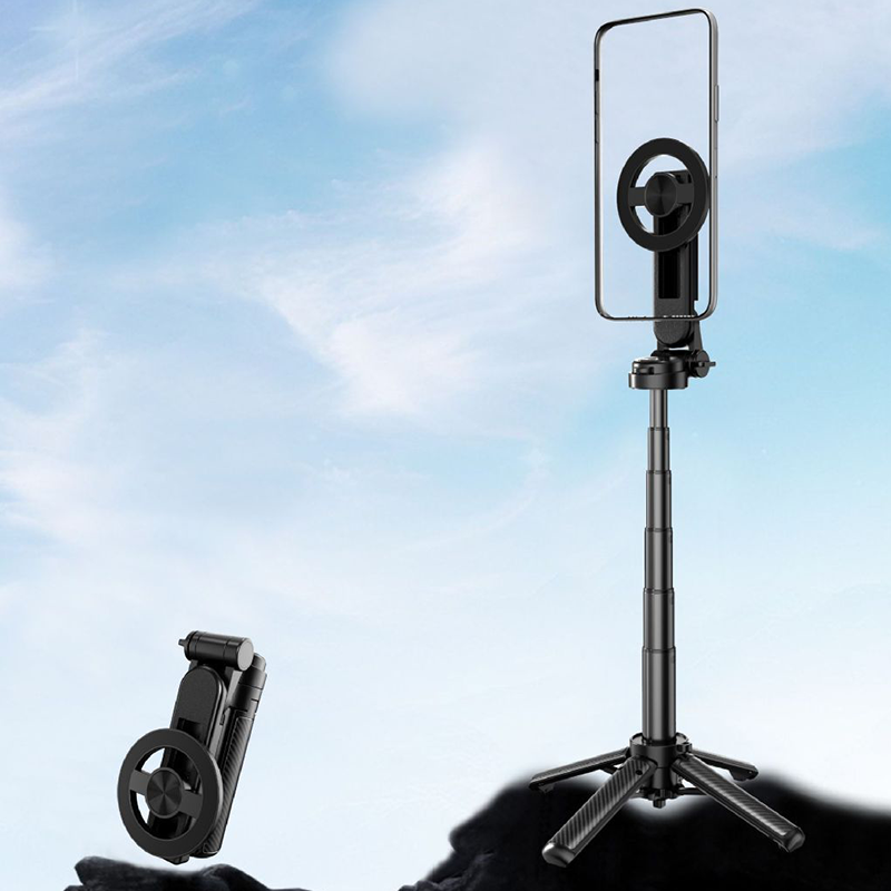 Arenzza 4-in-1 multifunctional magnetic selfie stick with 360° rotation, compact electronics accessory for smartphones and cameras.