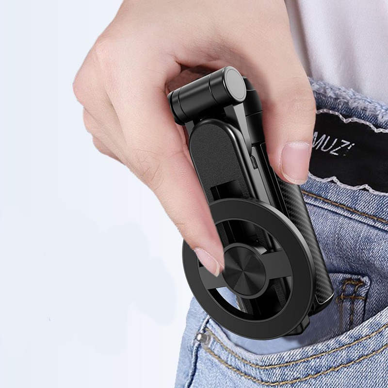 Arenzza 4-in-1 multifunctional magnetic selfie stick with 360° rotation, showing the adjustable extendable stick and magnetic phone mount.
