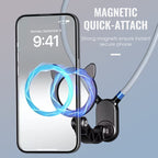 Arenzza hands-free magnetic neck phone mount with a smartphone attached, designed for easy hands-free use in electronics and accessories.