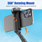 Arenzza extendable Bluetooth selfie stick tripod for smartphones, featuring adjustable length and built-in Bluetooth remote control.