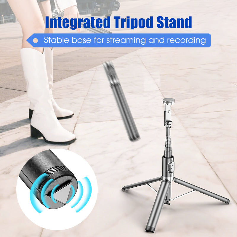 Arenzza extendable Bluetooth selfie stick tripod with adjustable length and smartphone holder for easy selfies and photos.