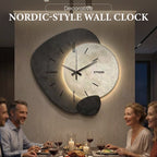 Aarenza Nordic-style wall clock with a modern decorative design, featuring a round face and minimalist black and white accents.