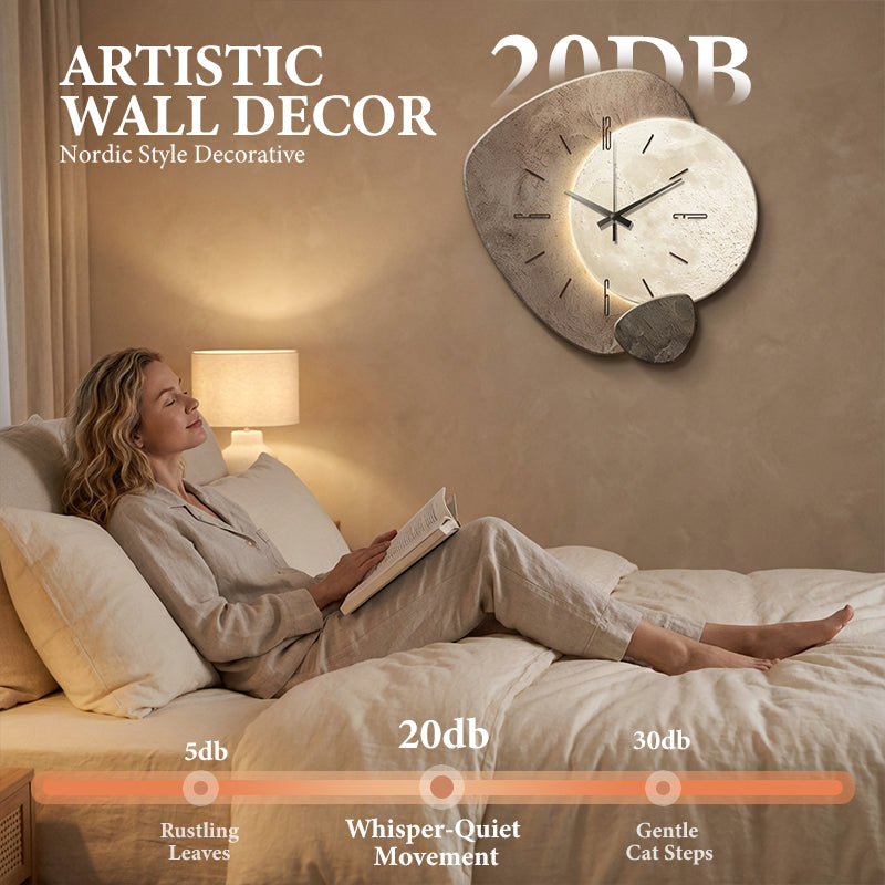 Aarenza Nordic-style wall clock with a modern decorative design, featuring black and white accents on a round face.
