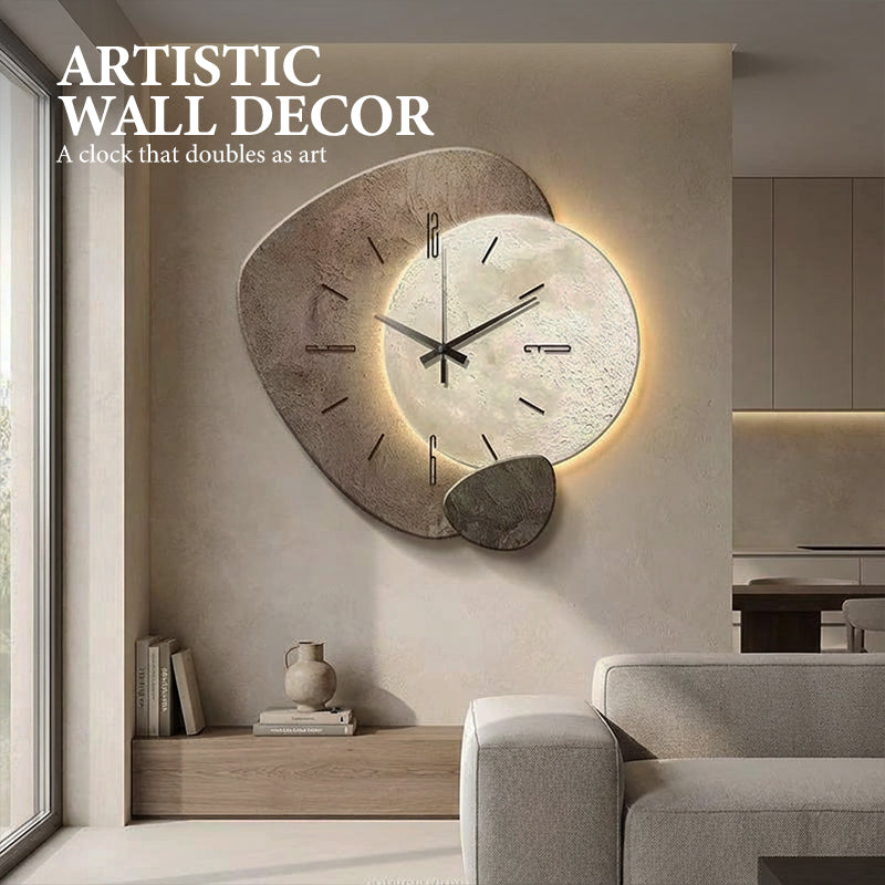 Aarenza Nordic-style wall clock with a modern design, decorative round clock face, and minimalist black and white color scheme.