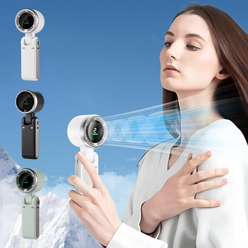 Aarenza 5-speed foldable rechargeable fan with compact design and strong airflow, ideal for portable cooling on the go.