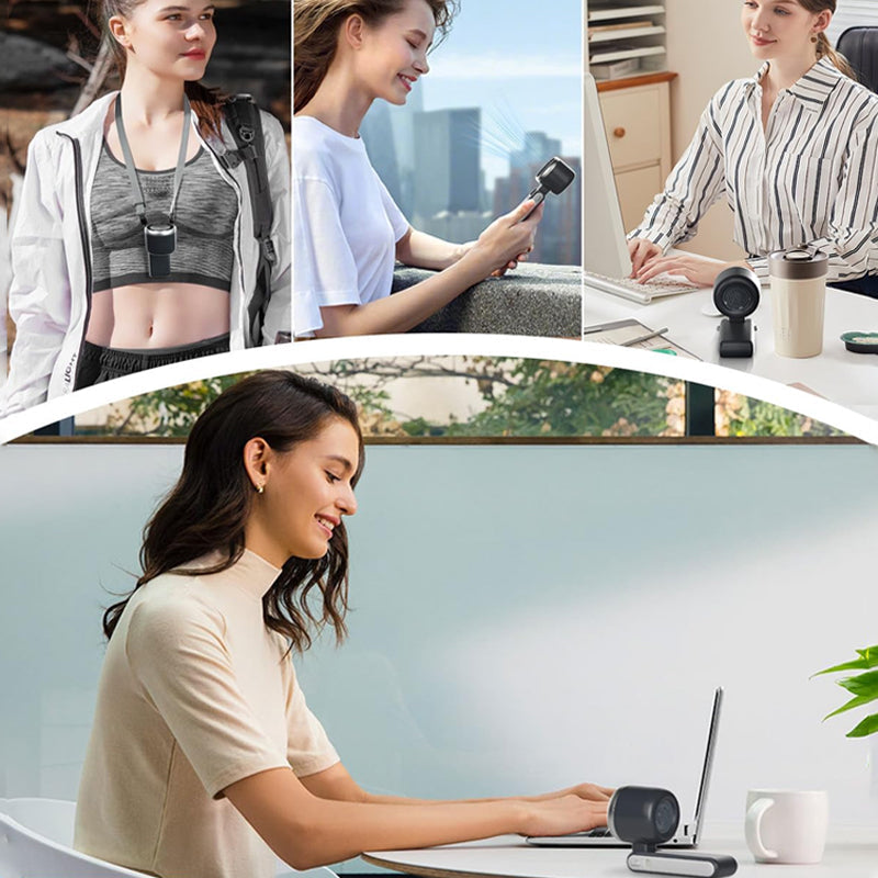 Aarenza 5-speed foldable rechargeable fan with compact design and strong airflow, ideal for portable cooling on the go.