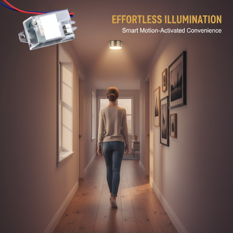 Arenzza motion sensor light switch in black, mounted on wall with sensor and switch controls, part of electronics and accessories.