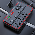 Arenzza multifunctional car charger with AC outlets and USB ports, designed for electronic device charging in vehicles.