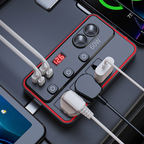 Arenzza multifunctional car charger with USB ports, AC outlets, and electronic components for vehicle power access.