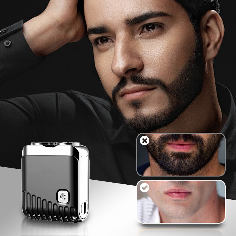 Aarenza men's mini electric razor in black with a sleek design, perfect for close shaves and easy handling.