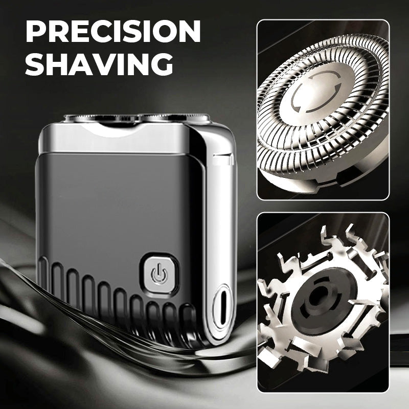 A men's mini electric razor from Arenzza with a compact design and sleek black body, suitable for quick grooming.