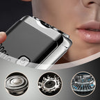 A men's mini electric razor by Arenzza with a sleek black design, perfect for quick and easy shaving.