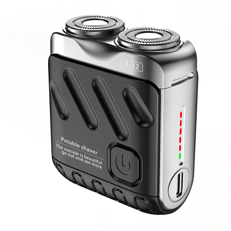 Arenzza mini electric explosive shaver with compact design, featuring a sleek black body and stainless steel blades for close shaving.