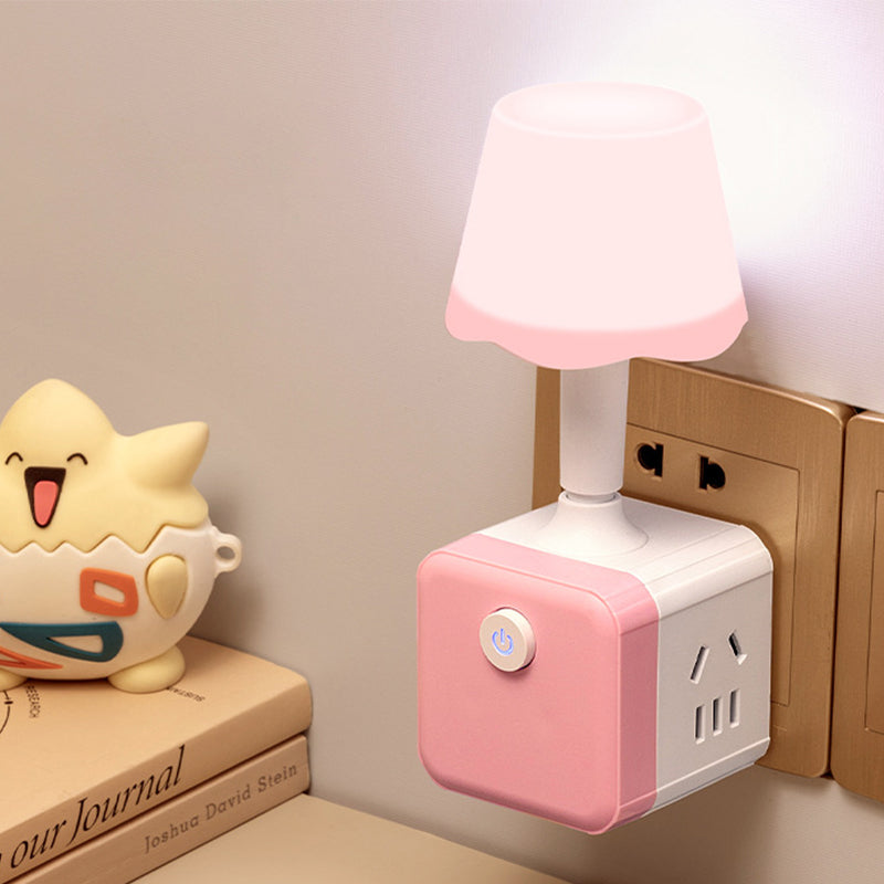 Arenzza 2-in-1 Cube Socket LED Night Lamp with modern design, fitted into a power socket, providing soft ambient lighting.