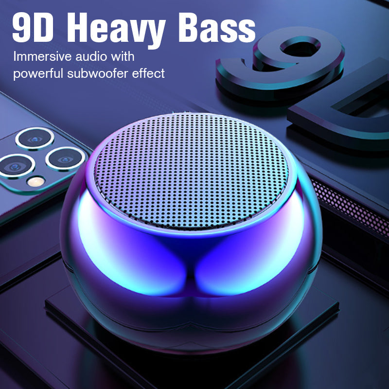 Arenzza Mini HiFi Bluetooth speaker in black with control buttons, compact portable design, and textured exterior.