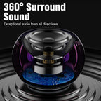 Arenzza Mini HiFi Bluetooth Speaker showing a compact black portable speaker with control buttons on top.