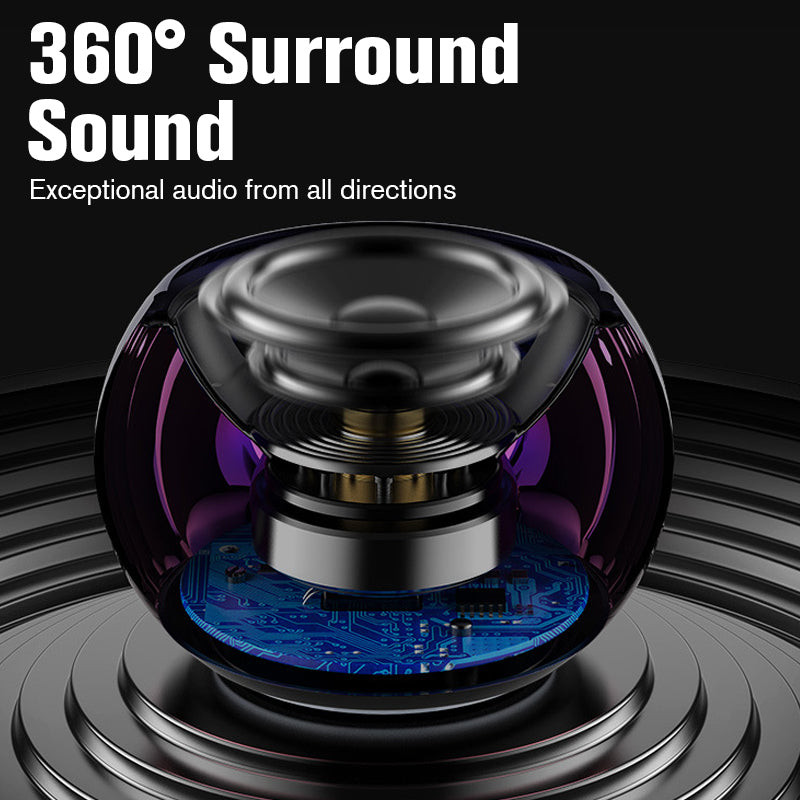 Arenzza Mini HiFi Bluetooth Speaker showing a compact black portable speaker with control buttons on top.
