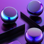 Arenzza Mini HiFi Bluetooth speaker in black with controls on top, designed for portable audio and enhanced sound quality.