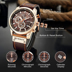 Arenzza men's high-end classic quartz watch with a sleek round dial, black leather strap, and silver case, stylish and elegant.
