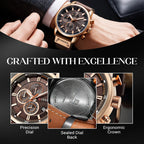 Arenzza men's high-end classic quartz watch with a sleek round dial and metal band, showcasing elegant watch design.