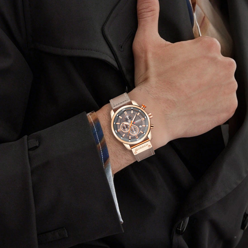 Arenzza men's high-end classic quartz watch with a round dial, metal band, and elegant design for sophisticated style.