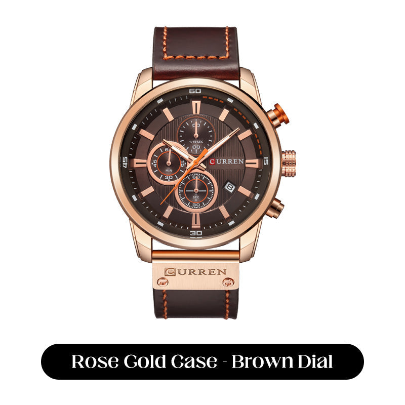 A men's Arenzza high-end classic quartz watch with a sleek silver dial and black leather strap, displayed on a white background.