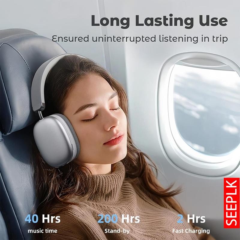 Arenzza wireless Bluetooth headphones with deep bass, comfortable fit, and 20-hour battery life, shown in black with cushioned ear cups.