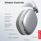 Arenzza wireless Bluetooth headphones with deep bass, comfortable fit, and 20-hour playtime, shown in a close-up view.