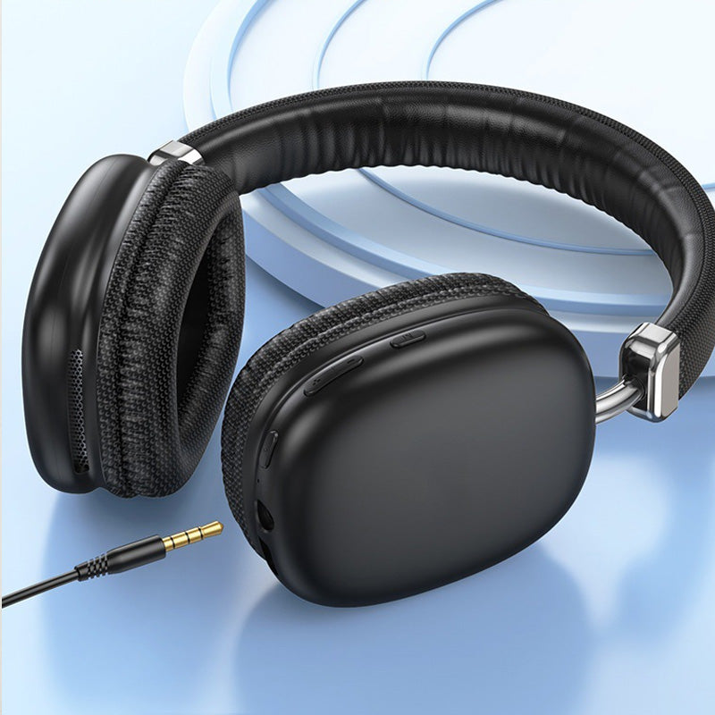 A pair of Arenzza wireless Bluetooth headphones with deep bass, comfortable fit, and sleek black design for electronic audio enjoyment.
