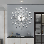 Aarenza Creative Rhinestone Wall Clock with minimalist design and silent operation, suitable for living rooms, dining rooms, and entryways.