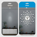 Aarenza creative rhinestone wall clock with minimalist design and silent movement, perfect for living room, dining, or entryway decor.