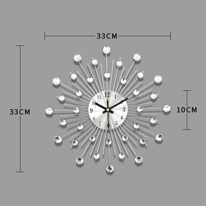 Aarenza creative rhinestone wall clock with minimalist design and silent movement, perfect for living room, dining, or entryway decor.