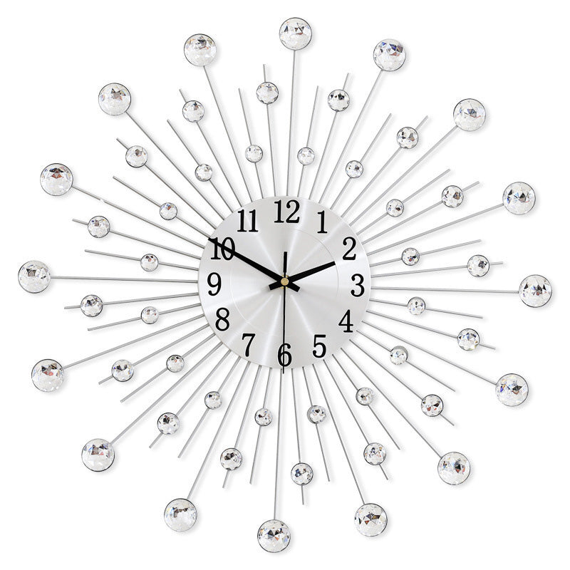 Aarenza creative rhinestone wall clock with minimalist design and silent movement, perfect for living rooms, dining areas, or entryways.
