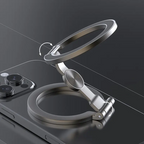 Arenzza foldable magnetic phone mount attached to a car dashboard, showing multi-angle adjustable design and compact portable style.