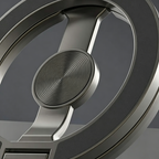 Arenzza foldable magnetic phone mount attached to a car dashboard, showcasing multi-angle stability and portable design for smartphones.