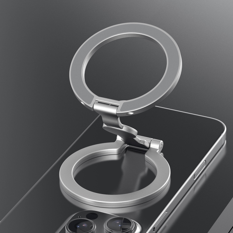 Arenzza foldable magnetic phone mount with multi-angle display, showing a smartphone attached to the portable, stable electronic accessory.
