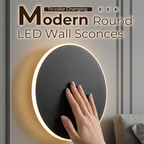Modern round LED wall sconce by Arenzza, sleek electronic wall lighting fixture with a minimalist design, ideal for contemporary decor.