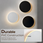 Arenzza modern round LED wall sconce with sleek design, mounted on a wall, providing stylish lighting for home or office spaces.
