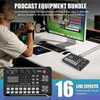 Arenzza live streaming audio set with microphone, featuring headphones and microphone for professional online broadcasting and recording.