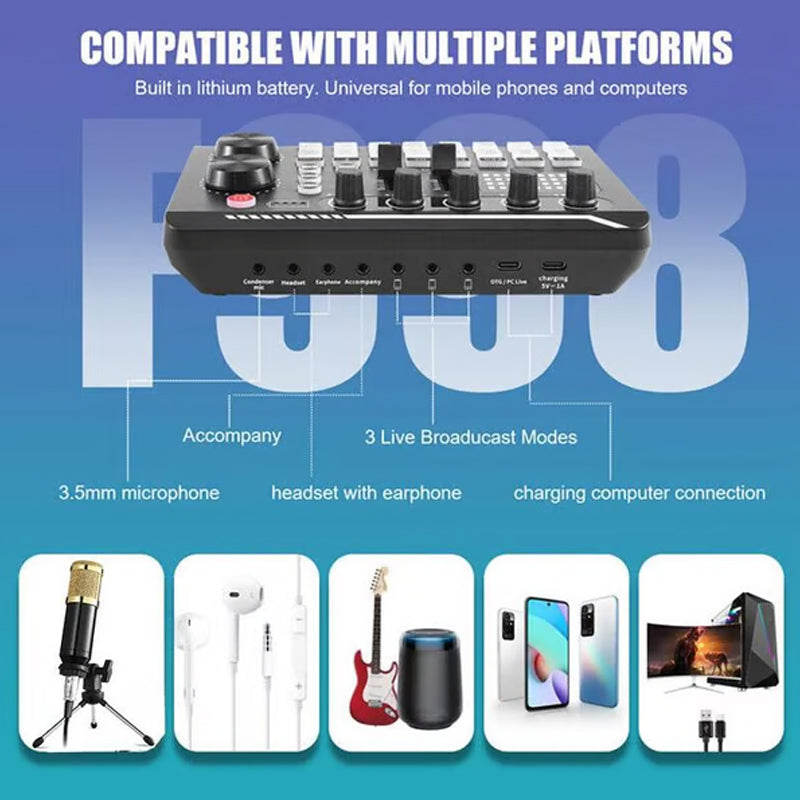 Arenzza live streaming audio set with microphone, featuring headphones and microphone for professional broadcasting and gaming.