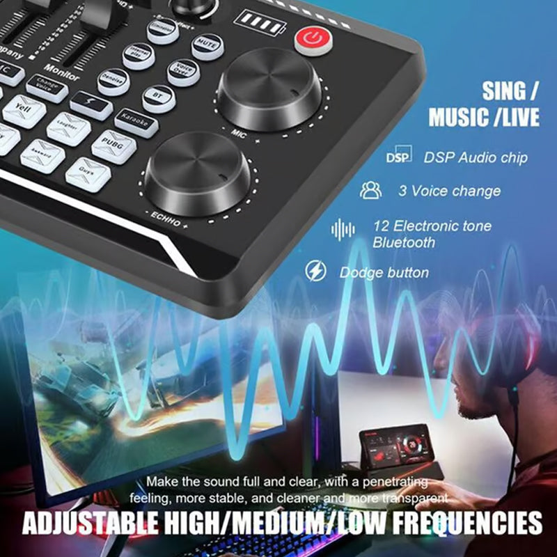 Arenzza live streaming audio set with microphone, featuring headphones and microphone for professional online broadcasting.