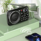 Arenzza portable Bluetooth radio and recorder, compact electronic device with buttons, display, and speaker for music and recording.