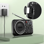 Arenzza multifunctional portable Bluetooth radio and recorder with control buttons and display screen, in black color.